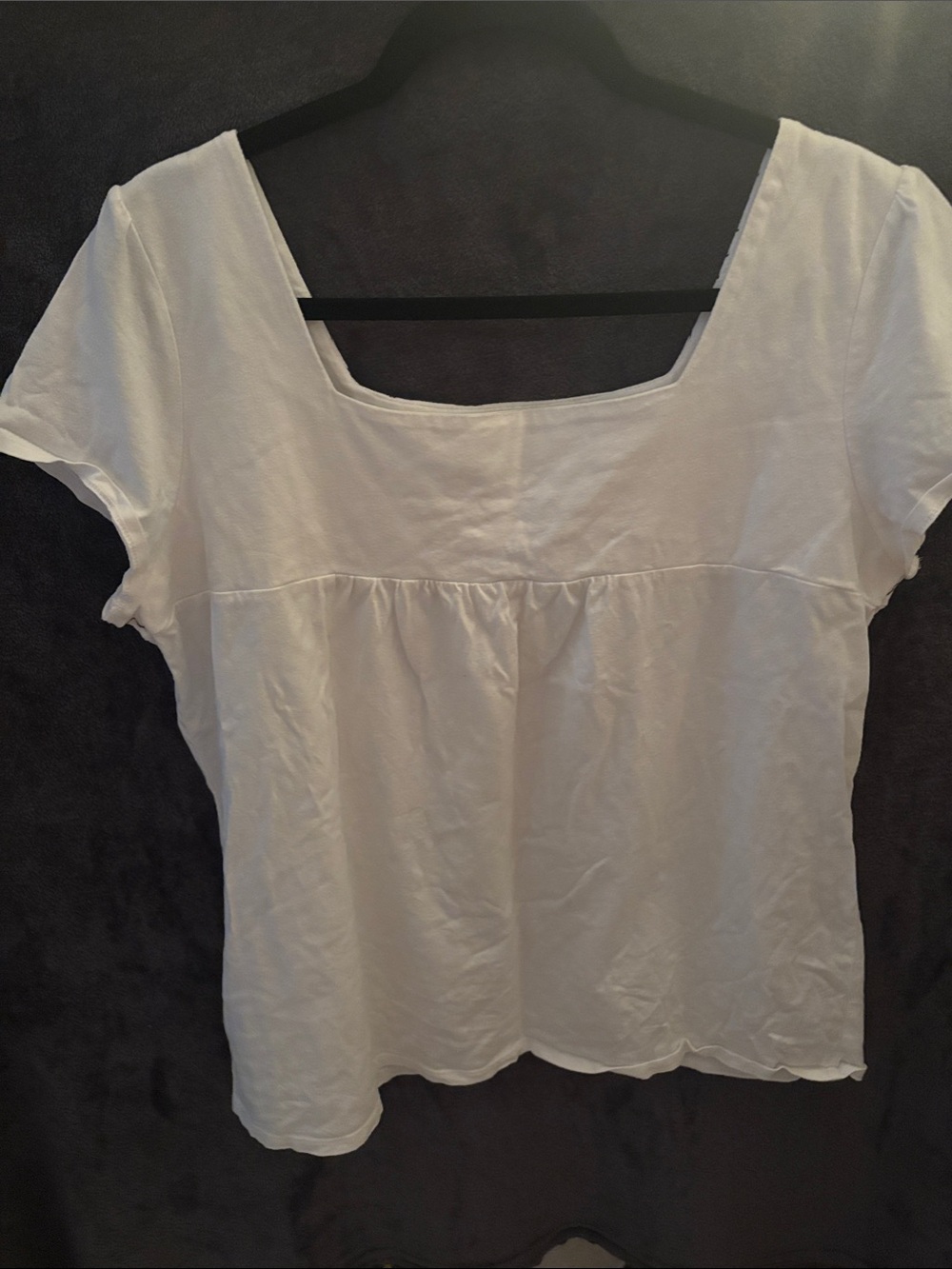 Embroidered Square-Neck Cotton Top - White with Brown Detail - Picture 5 of 7